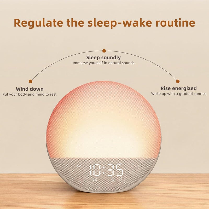 Odokee Sunrise Alarm Clock White Noise Machine: Natural Wake Up Light - Dimmable Clock with Bluetooth Speaker for Bedroom - 25 Sleep Sounds for Baby Adults Kids Putty - Image 4